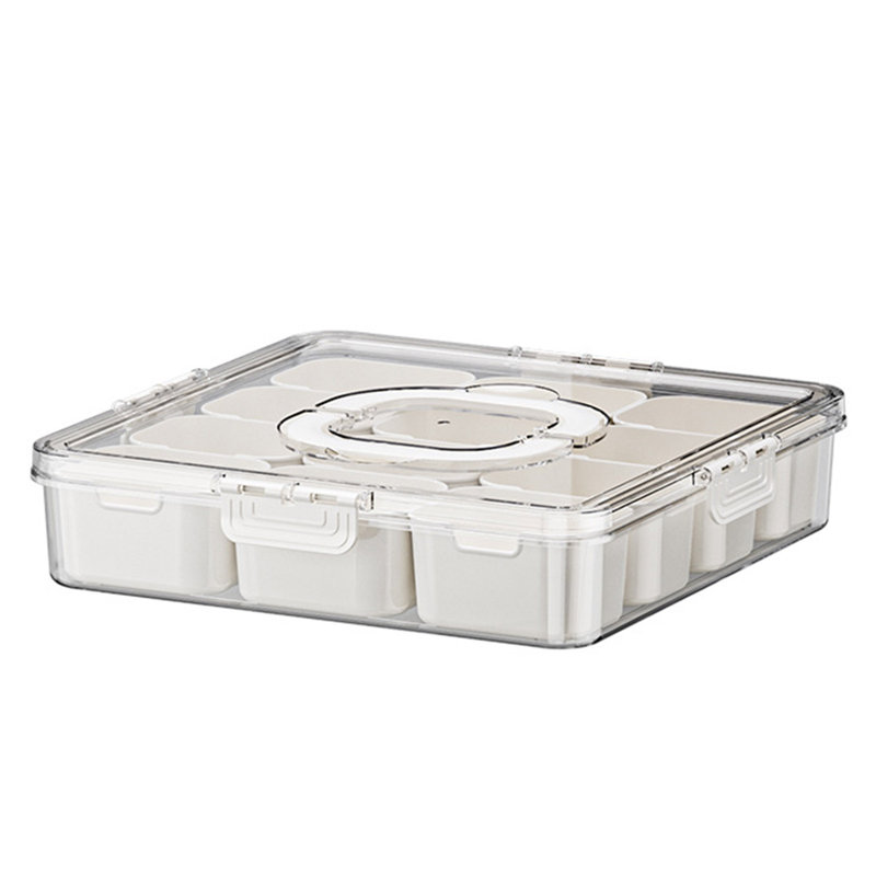 Food Serving Tray Storage Box with Hidden Handle 12 Grids Design Large Capacity Good Sealing