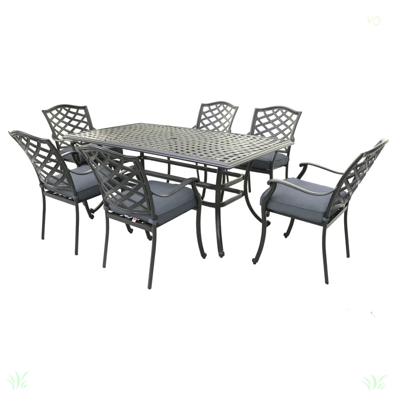 Ensemble repas d'extérieur en aluminium avec coussin, Gris