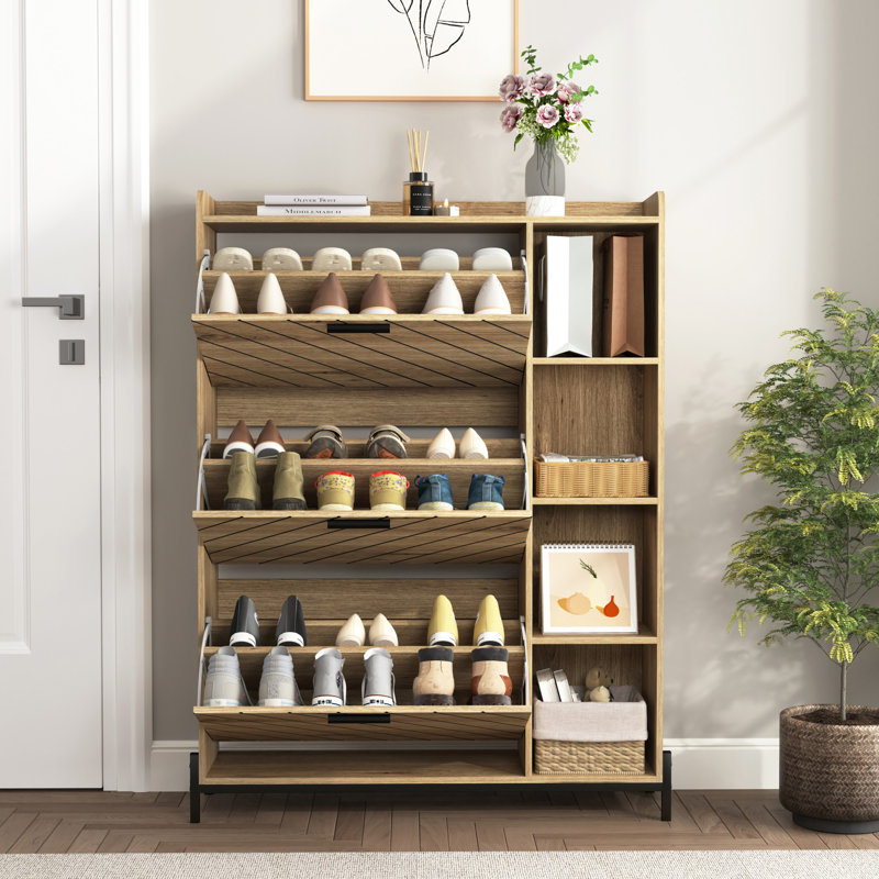 Modern Shoe Storage Cabinet, Driftwood