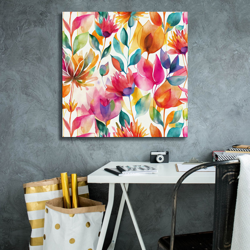«Floral Passion» par Andrea Haase, art mural sur toile, H 26 po x l 26 po x P 1,5 po