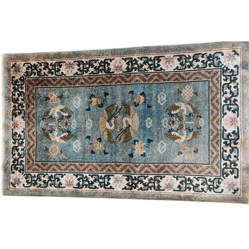 Hand Knotted Silk Floral Area Rug in Blue