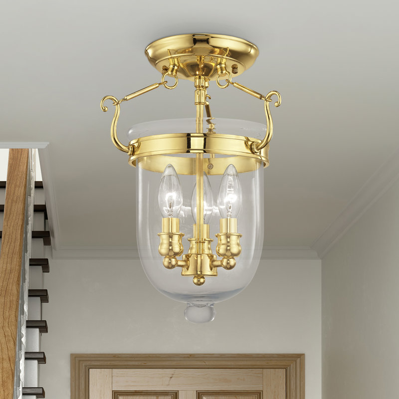 Plafonnier semi-encastré 3 lumières Husman, H 14 po x l 10 po x P 10 po, Bronze