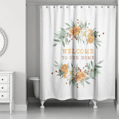 Rideau de douche simple "welcome automne floral" Oshields