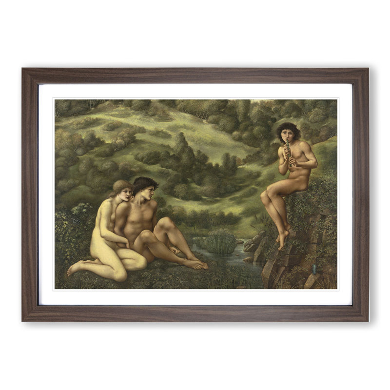 The Garden of Pan by Edward Burne-Jones - Picture Frame Painting, Walnut, 36cm H x 48cm W x 2cm D