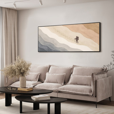 Très grand art mural imprimé sur toile - Paysage abstrait neutre moderne pour la décoration d'une œuvre d'art contemporaine de salon ou de chambre à coucher - «Assemblage requis du cadre (cadre non fini)»