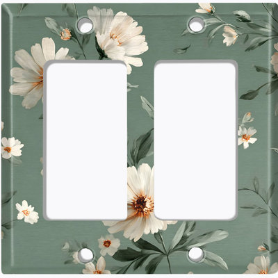 Couvercle de plaque d'interrupteur en métal; Bascule à 4 bandes US Standard - marguerite florale