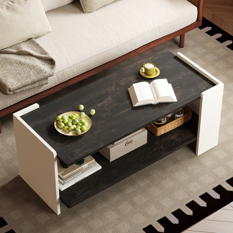 Torron Modern Coffee Table with Storage, Black/White