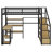 Full Size Metal Loft bed with Staircase, Built-in Desk and Shelves-237081564