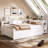 Twin Size Daybed With Trundle,Wood Daybed Frame With Storage Drawers,Side Shelves And Desk,White-976471011-976471010