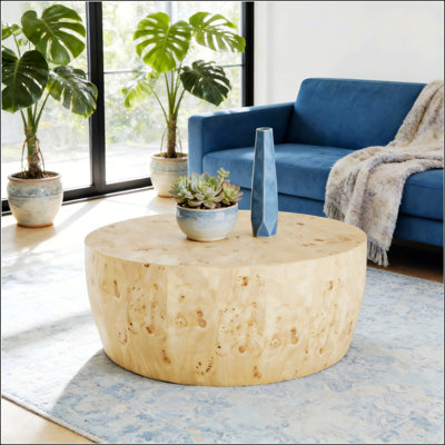 Table basse moderne et moderne en bois aggloméré naturel, entièrement assemblée avec rangement à deux niveaux, parfaite pour la maison et la cuisine