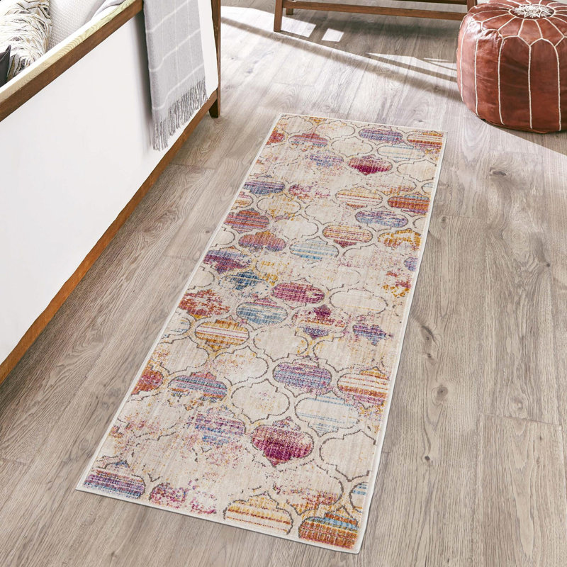 Tapis de couloir contemporain de couleur multicolore Orianthi, Tapis de couloir 2 pi x 6 pi