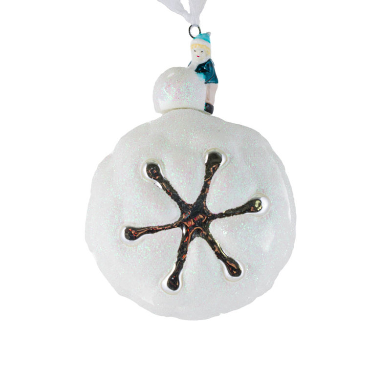 Ornement en forme d'ampoule boule de neige blanche avec dessus en forme de bonhomme de neige, ensemble de 2