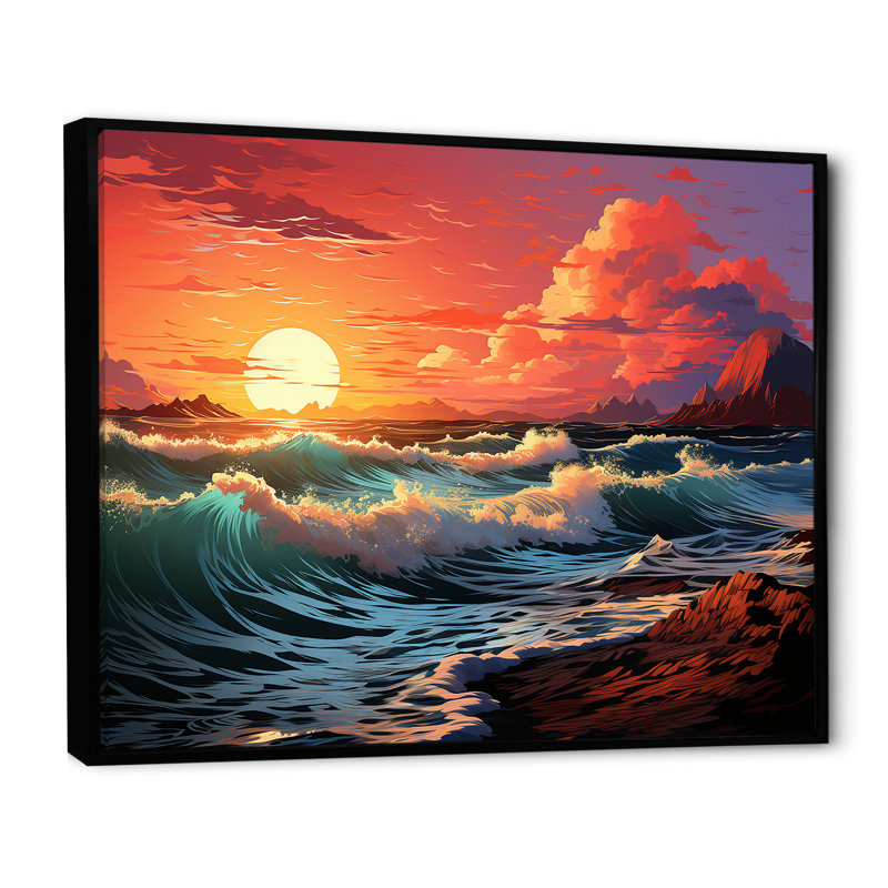 Rainbow Beach Sunset sur toile, Cadre flottant noir, H 30 po x l 40 po x P 1,5 po
