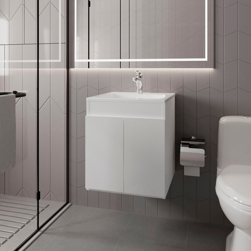 Meuble-lavabo avec deux portes Shoshoni, blanc, Blanc