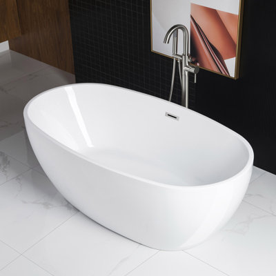 Baignoire de trempage autoportante en acrylique à double extrémité 67 po. X 32 po. Blanc