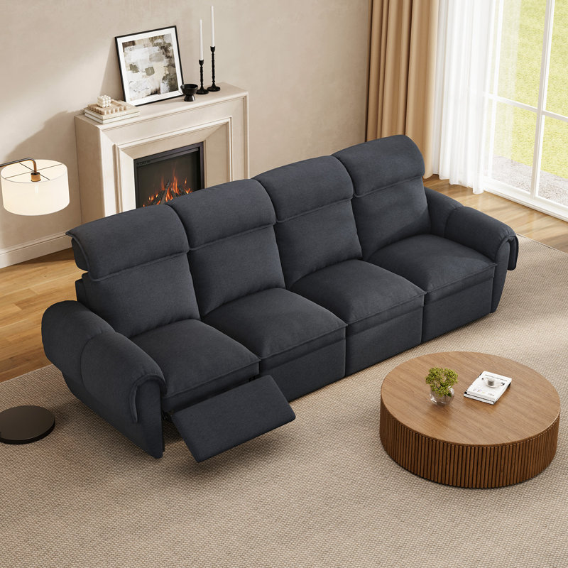 Canapé modulaire inclinable électrique, canapé inclinable 4 places avec ports USB et Type-C, Gris foncé