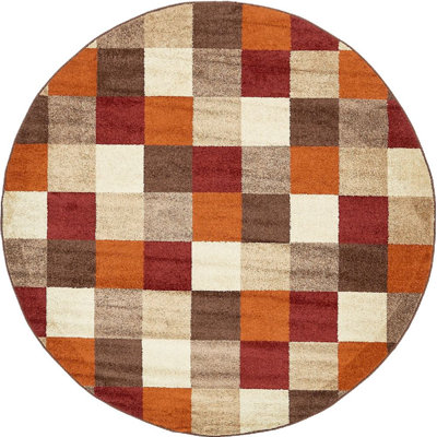 Tapis à motif géométrique orange / brun / rouge Shively