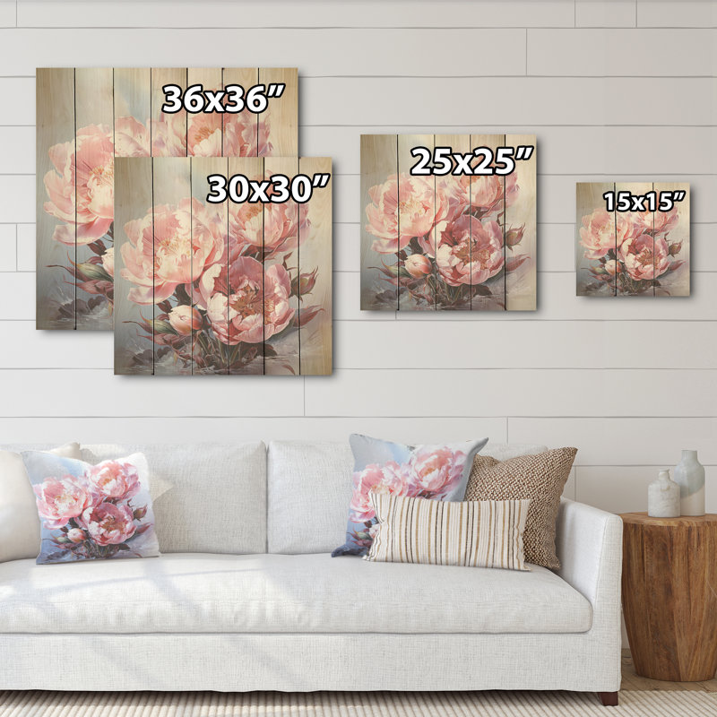 Tulipes, charme en hiver - Tulipes, panneau mural en bois sur bois de pin naturel, H 36 po x l 36 po