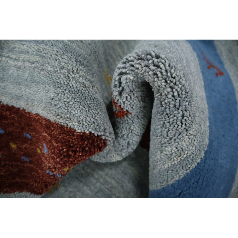 Tapis tribal rayé bleu / gris pour vestibule 2 pi 3 pi Tribal