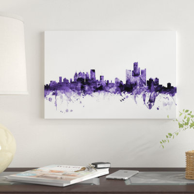 « détroit, michigan horizon » par michael tompsett, impression sur toile tendue