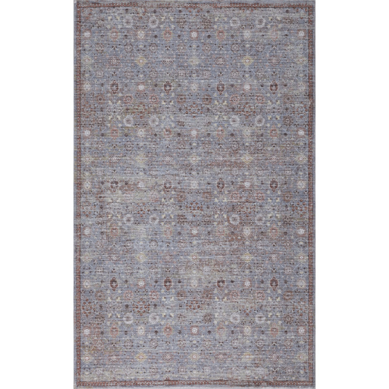 Tapis lavable à la machine Petunia, Rose Clay/Gray, Rectangle 9' x 12'