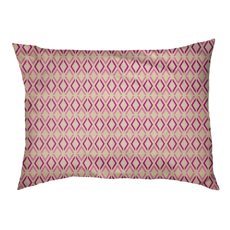 Coussin Byrge, Grand (l 42,5 po x P 32,5 po x H 14 po), Crème / rose / bleu sarcelle