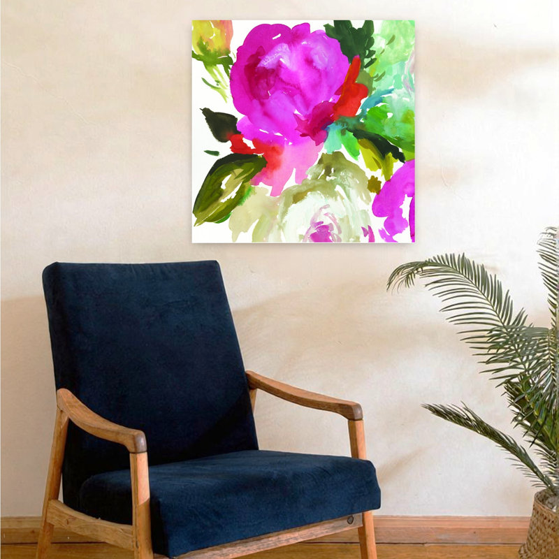 Belle II, art floral abstrait et organique, H 24 po x l 24 po