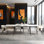 Table de salle à manger extensible 62,9 "à 94,4" Homeira pour 6 à 10 personnes - Table de salle à manger rectangulaire en pierre frittée