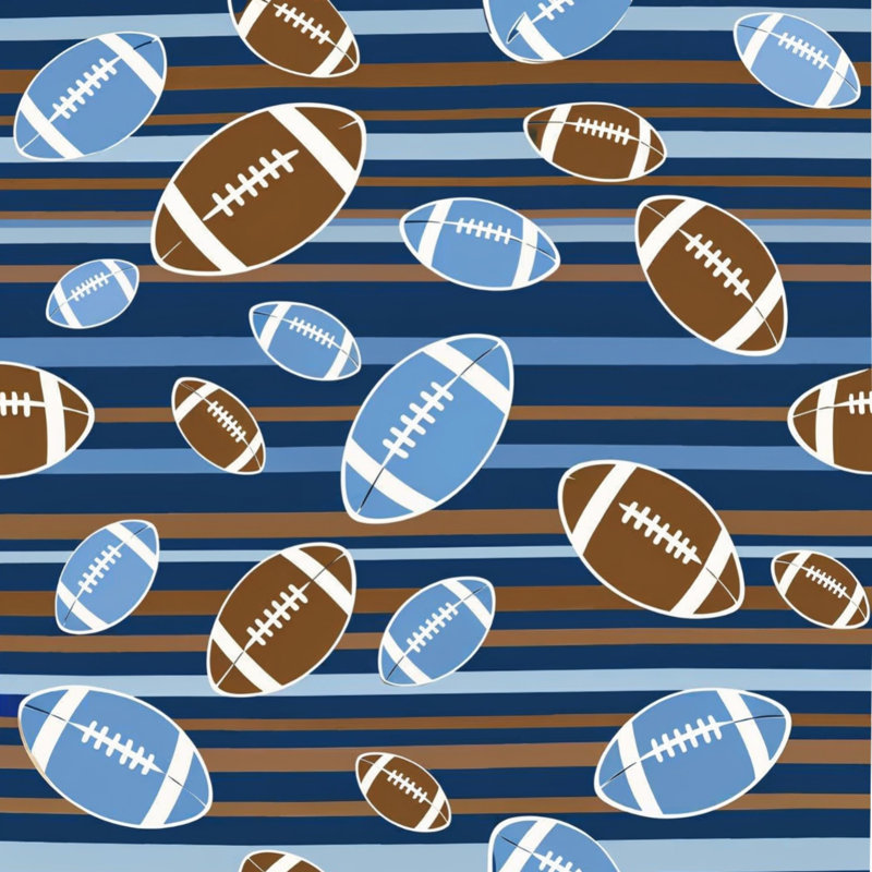 Couette rayée à motif de soccer, Twin Extra Long, Medium Blue Medium Brown