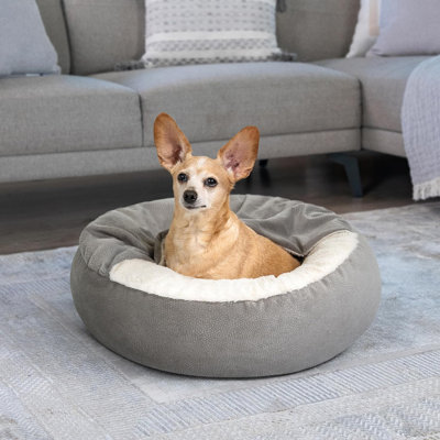 Lit couvert pour chat et chien, lits pour chiot terrier lavable avec couverture attachée, lit pour chien couvert avec fond antidérapant; M