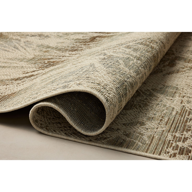 Loloi Saylor Ivory / Stone Indoor/Outdoor Area Rug, Rectangle 3'9" x 5'9"