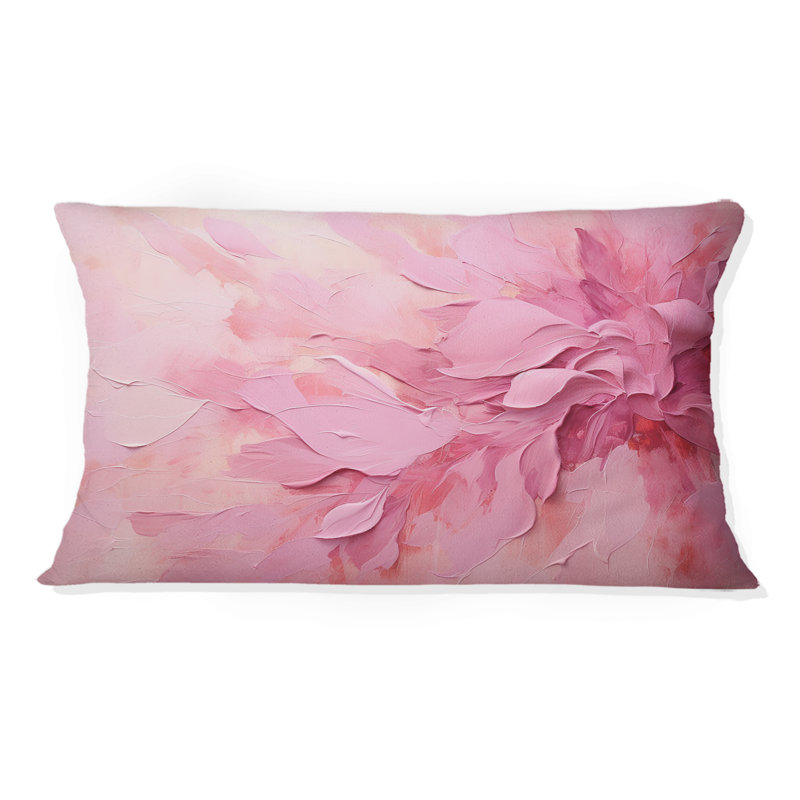 Coussin décoratif doré et rose à motif abstrait rivière - fuchsia
