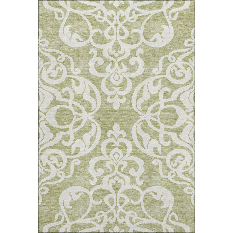 Premium Machine Washable Prisco Aloe Rug, Rectangle 10' x 14'