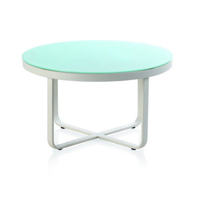 Ketillogh Round Glass Metal Outdoor Coffee Table - 80 cm W 80 cm D