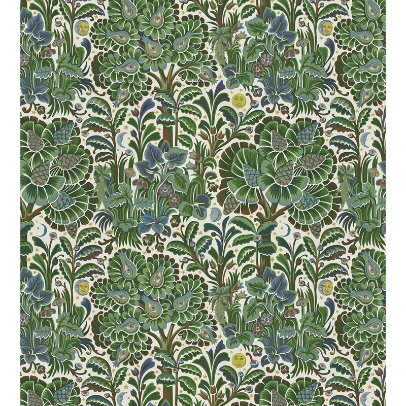 Tourmaline Moon Garden Magna Wallpaper, Verde