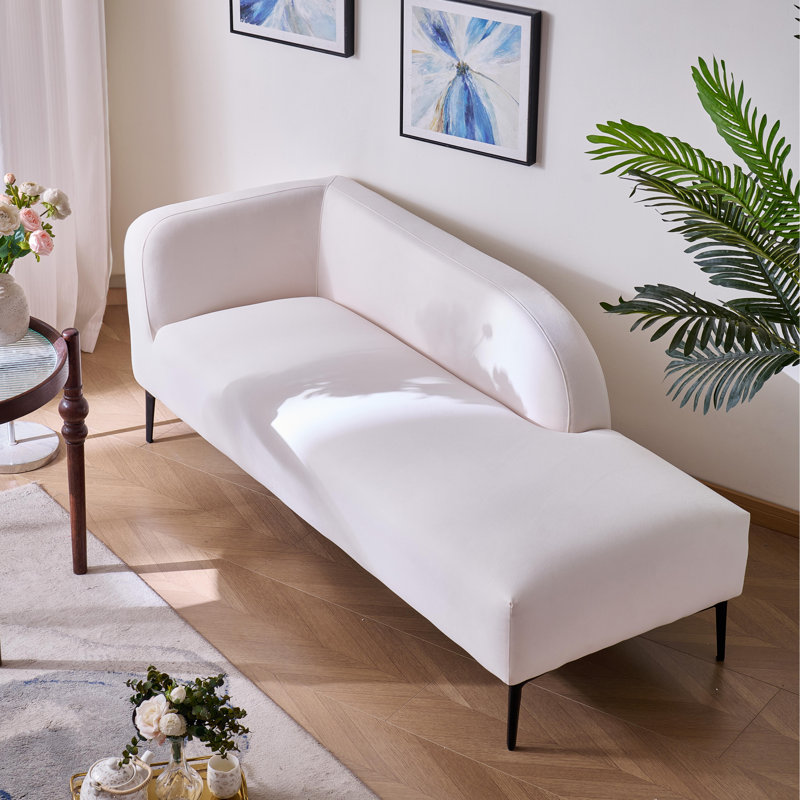 Méridienne en velours Adelyn, Blanc
