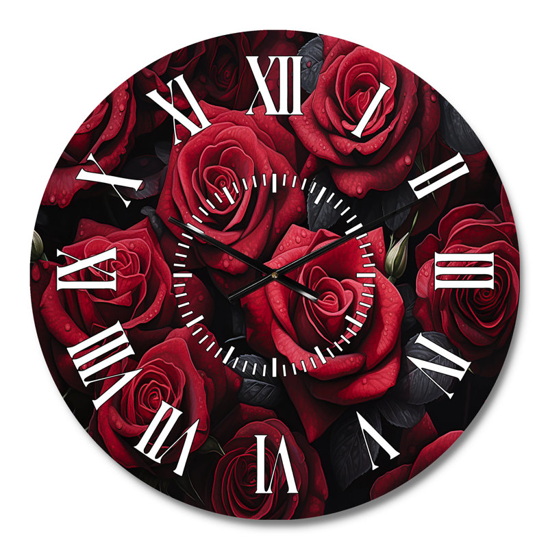 Horloge murale rouge et rose avec éternelle beauté IV, Médium