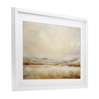 Ivoire et bronze, reproduction de paysage encadrée sous verre, design par LSR Creative Studio