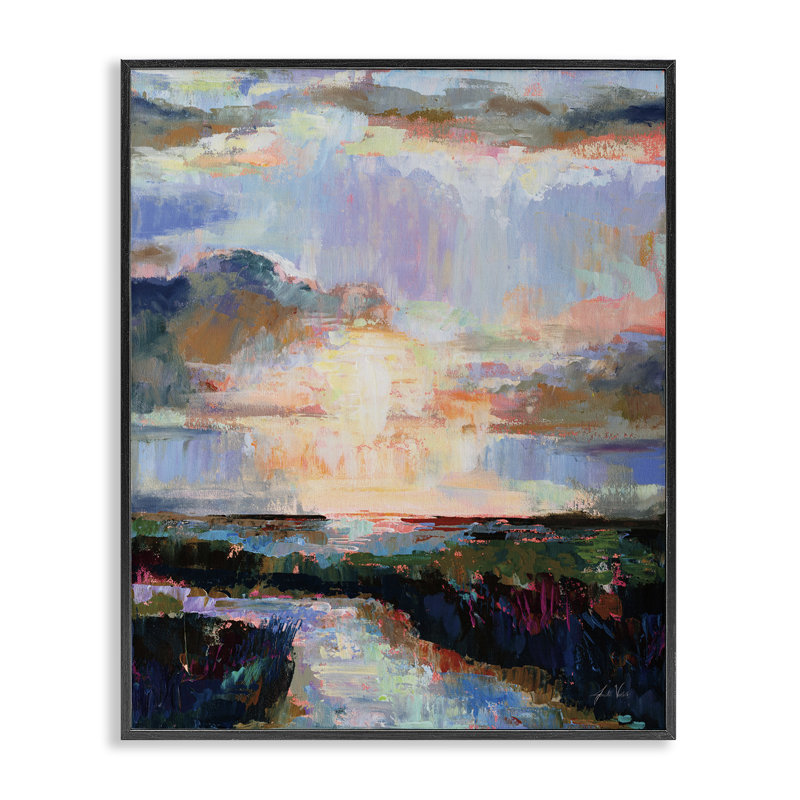 Art abstrait giclée par Jeanette Vertentes, Giclée encadrée noir minuit, H 20 po x l 16 po