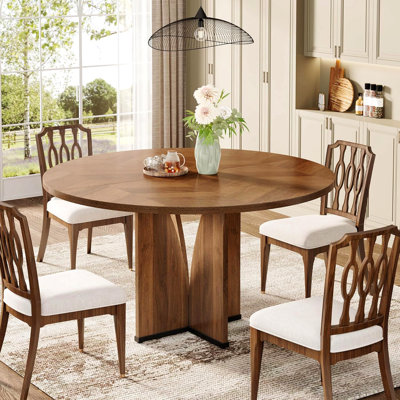 Table de salle à manger ronde rustique de 100 cm (39,4 po), pieds en bois stables, petite table idéale pour la salle à manger.