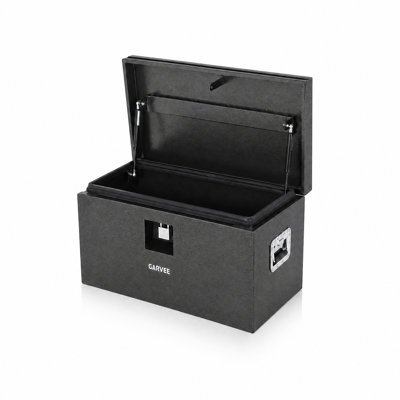 Coffre à outils robuste en acier pour benne de camionnette avec serrure et clés - Couvercle rainuré, coffre de rangement en métal résistant aux intempéries et à la rouille - Gris - 61 x 38 x 38 cm