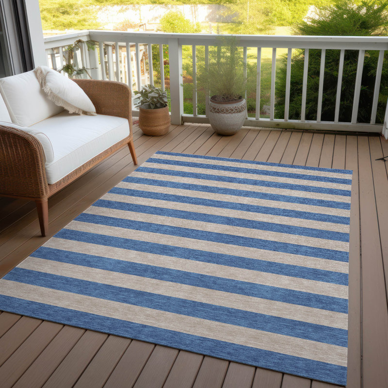 Smotherman Washable Striped Indoor / Outdoor Rug, Rectangle 10' x 14'