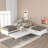 L-shaped Twin Platform Bed with Trundle, Drawers, and Built-in Desk for Space-Saving and Multi-Functional Use in White