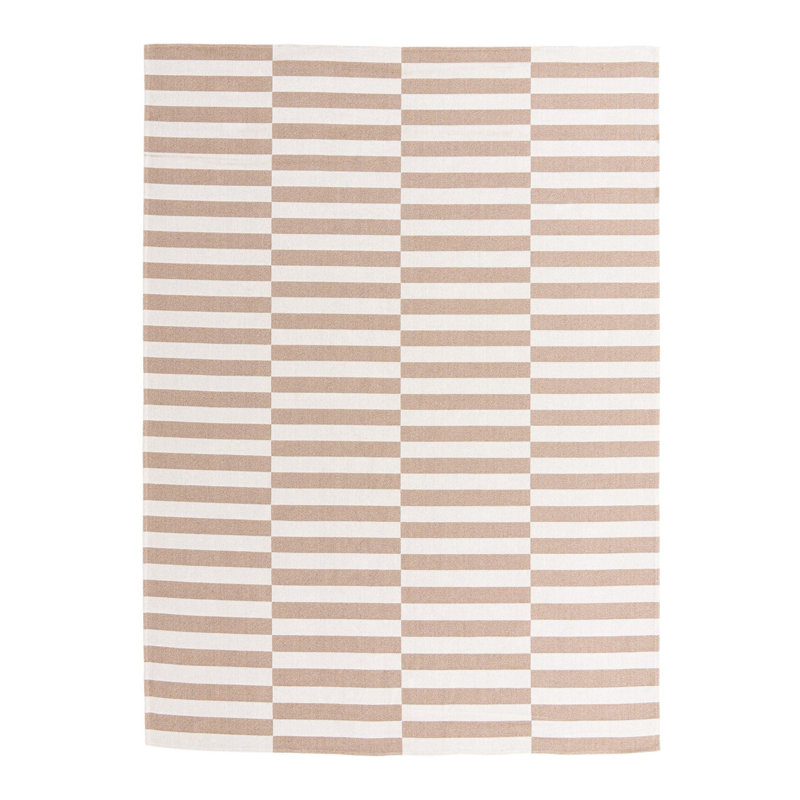 Tapis taupe / ivoire en coton Veneto, Rectangle 4 pi 2 po x 6 pi