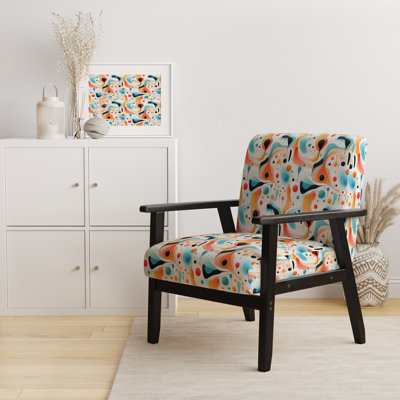 Fauteuil rembourré contemporain multicolore à motif abstrait abstrait et neutre