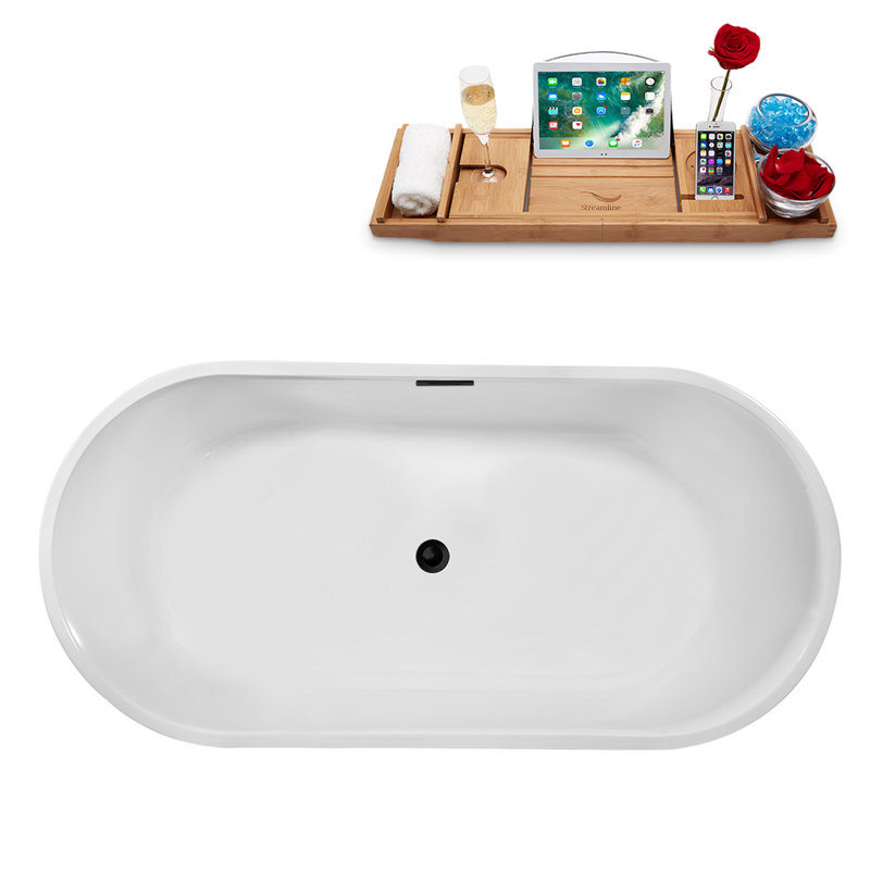 1570mm x 749.3mm Soaking Acrylic Bathtub, Matte Black