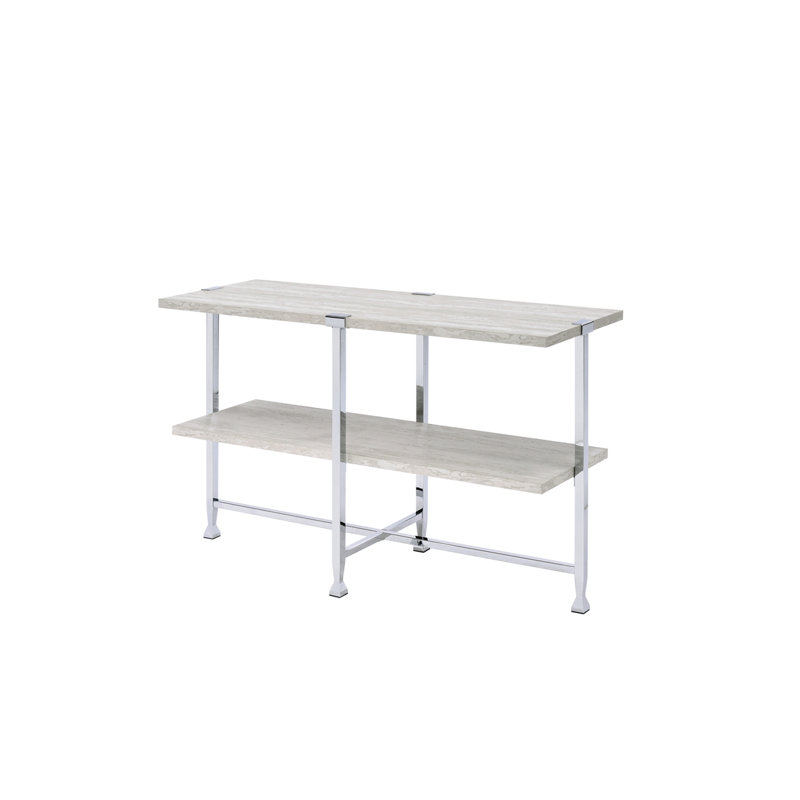 White Oak & Chrome Finish Sofa Table