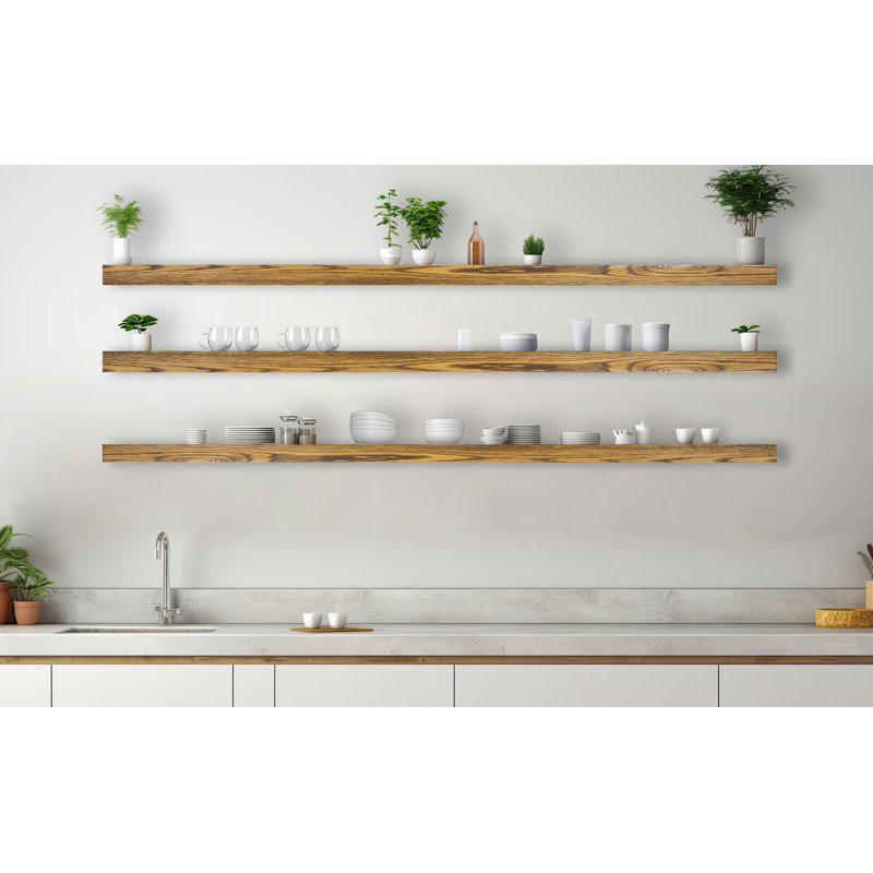 3 Piece Oak Floating Shelf, 3'' H x 22'' W x 7'' D