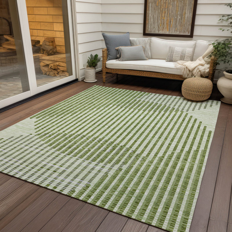 Tapis intérieur / extérieur vert Elowen , 9 pi x 12 pi