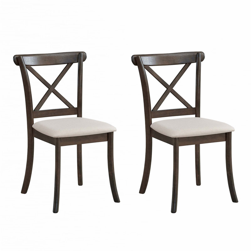Ensemble de 2 chaises de salle à manger en bois avec dossier en X, Brun